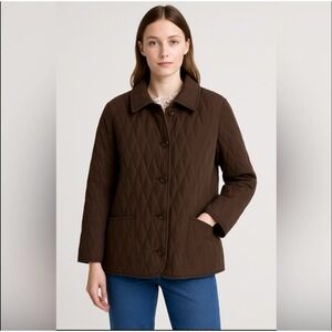 Women's Brown Quilted Jacket EU 48 | US L/XL  Nautical Lined-Lightweight Coat